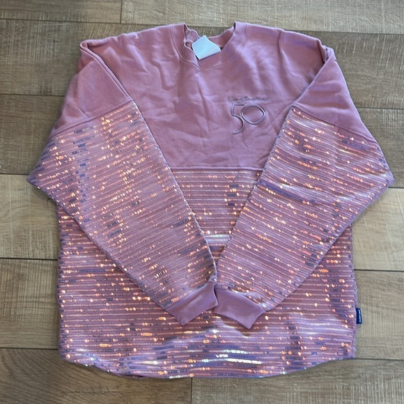 Walt Disney World 50th spirit jersey lilac sequin sweatshirt limited and rare - Picture 12 of 12